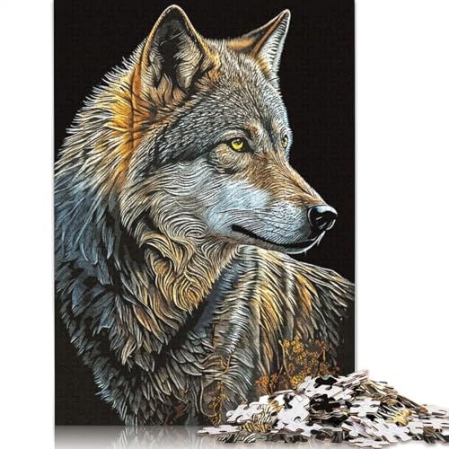 Wolf Vintage 1000-teiliges Puzzle, Denksportaufgabe, Problemlösungspuzzle für Erwachsene und Kinder, 1000 Teile (75 x 50 cm) von NBVDRF