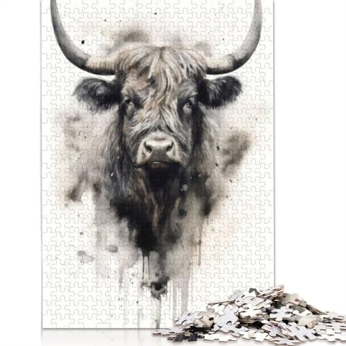 Yak Portrait Puzzle für Erwachsene, Premium-Puzzle aus 100% recyceltem Brett, Problemlösungspuzzles für Erwachsene und Kinder, 520 Teile (52 x 38 cm) von NBVDRF