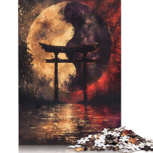 Yin Yang Moon Gate Puzzle für Erwachsene, 520 Teile, 100% recycelte Holzplatte, Denksportaufgaben für Erwachsene, für Jungen oder Mädchen, 520 Teile (52 x 38 cm) von NBVDRF