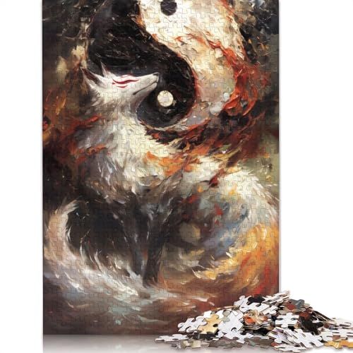 Yin und Yang Kitsune Fox Puzzle 520 Teile für Erwachsene, kreative Spiele, Puzzlespiele für Erwachsene für Jungen oder Mädchen, 520 Teile (52 x 38 cm) von NBVDRF