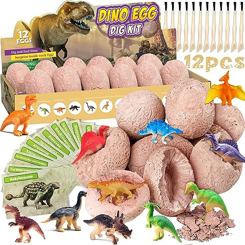 NCKIHRKK Dinosaurier Eier Spielzeug ab 4 Jahre, Dino Ei Dino Spielzeug Kindergeburtstag für Kinder, Dino Ausgrabungsset Geschenke Kinder Dinosaurier Spielzeug für ab 3 4 5 6 7 Jahre Junge von NCKIHRKK