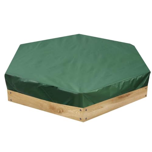 NCONCO Sechseckige Sandkastenabdeckung, Sechseckige Sandkastenplane Sandkastenabdeckung Abdeckplane Sandkasten für Spielzeug Garten Grün Outdoor (140 x 110 cm) von NCONCO