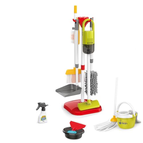 NCTNCX 14 PCS Putzset für Kinder, Kinderstaubsauger, Kinderbesen Set Ab 2 Jahre, Kabelloser Staubsauger Kinder, Putzset für Kinder Mit Saug und Soundfunktion (A-14) von NCTNCX