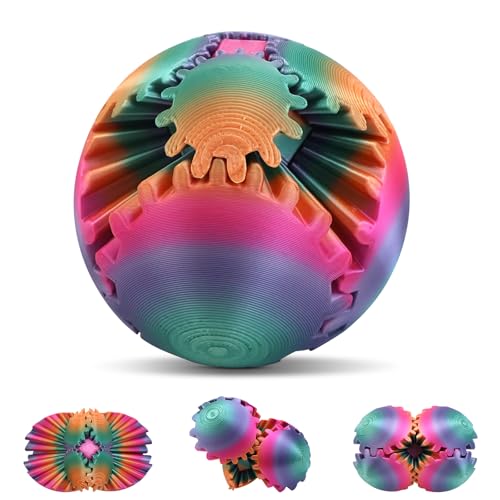 NCTNCX Gear Ball 3D Gearsphere Drehbare Zahnradkugel Zahnradball Zahnrad Kugel Stressabbau Schreibtischspielzeug Anti Stress Spielzeug (Glänzender Regenbogen) von NCTNCX