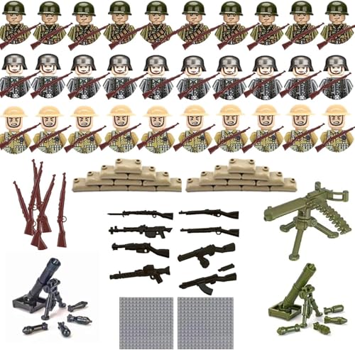NCTNCX Ww2 minifiguren Set Spielzeug Soldaten Für Geschichtsinteressierte Ww2 Soldaten Figuren Kit mit 30 mini playmobil Soldaten 2 Mörser,1 Maschinengewehr,20 Sandsack,2 Grundplatte 1 Tasche NCTNCX Ww2 minifiguren Set Spielzeug Soldaten Für Geschichtsinteressierte Ww2 Soldaten Figuren Kit mit 30 mini playmobil Soldaten 2 Mörser,1 Maschinengewehr,20 Sandsack,2 Grundplatte 1 Tasche von NCTNCX
