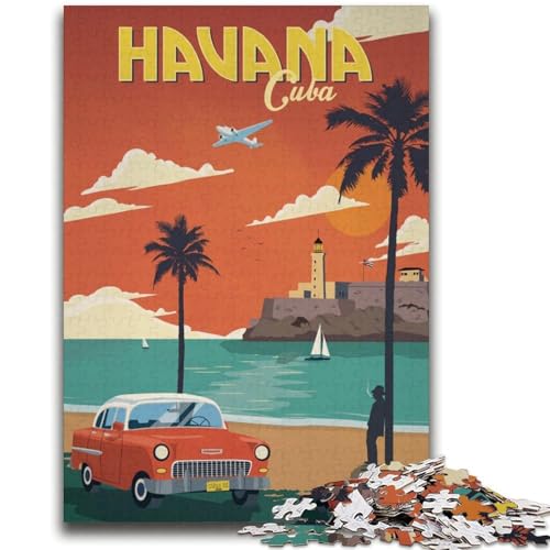 1000-teiliges Puzzle Havanna, pädagogisches Familienspiel, als Geschenk für die ganze Familie ab 14 Jahren (Größe 38x52cm) von NCVAZHASO