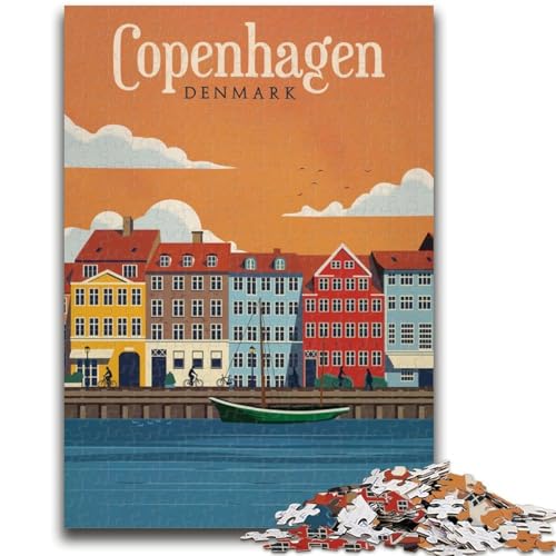 1000-teiliges Puzzle Kopenhagen, pädagogisches Familienspiel, als Geschenk für die ganze Familie ab 14 Jahren (Größe 50x70cm) von NCVAZHASO