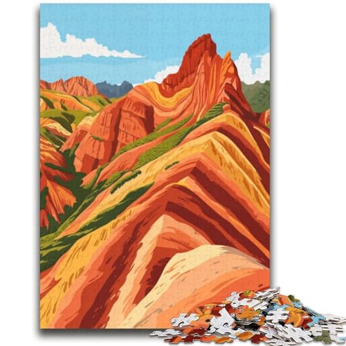 1000-teiliges Puzzle Landform Landscape von Danxia, pädagogisches Familienspiel, als Geschenk für die ganze Familie ab 14 Jahren (Größe 38x52cm) von NCVAZHASO