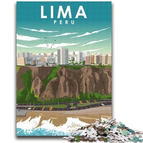 1000-teiliges Puzzle Lima, Peru, Reiseposter, pädagogisches Familienspiel, Geschenk für die ganze Familie ab 14 Jahren (Größe 38x52cm) von NCVAZHASO