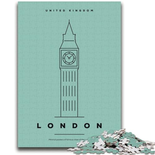 1000-teiliges Puzzle London, Großbritannien, pädagogisches Familienspiel, als Geschenk für die ganze Familie ab 14 Jahren (Größe 38x52cm) von NCVAZHASO