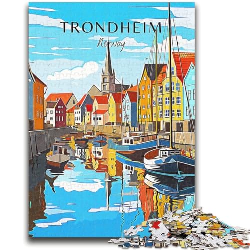 1000-teiliges Puzzle Norwegen-Trondheim-Reise hilft beim Training des Gehirns Süchtig machendes Spielzeug zur Förderung der Geduld Geeignet für Paare (Größe 50x70cm) von NCVAZHASO