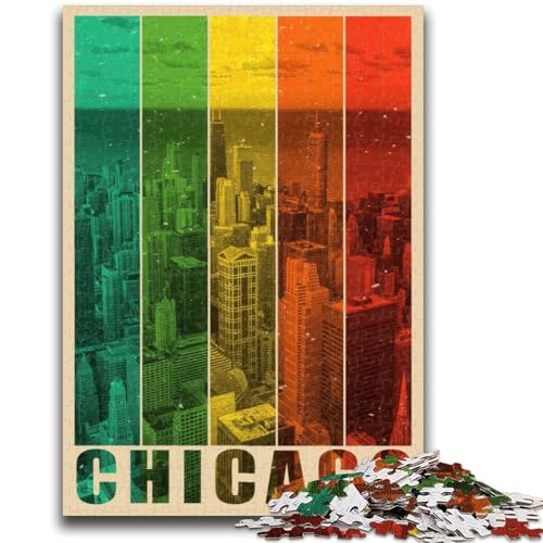 1000-teiliges Puzzle für Erwachsene, Geschenke, Chicago, Familienunterhaltungsspielzeug, Lernspiel zum Geburtstag, Weihnachten, für Kinder ab 14 Jahren (Größe 50x70cm) von NCVAZHASO