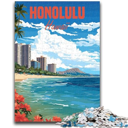 1000-teiliges Puzzle für Erwachsene, Geschenke, Honolulu, Hawaii, Familienunterhaltungsspielzeug, Lernspiel zum Geburtstag, Weihnachten, für Kinder ab 14 Jahren (Größe 50x70cm) von NCVAZHASO