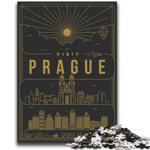 1000-teiliges Puzzle für Erwachsene, Geschenke, Prag, Tschechische Republik, Stressabbau, Staycation, Zeit totschlagen, Wunschliste mit Weihnachtsmann (Größe 38x52cm) von NCVAZHASO
