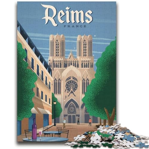 1000-teiliges Puzzle für Erwachsene, Geschenke, Reims, Familienunterhaltungsspielzeug, Lernspiel zum Geburtstag, Weihnachten, für Kinder ab 14 Jahren (Größe 38x52cm) von NCVAZHASO