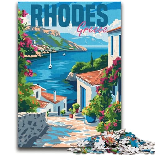 1000-teiliges Puzzle für Erwachsene, Geschenke, Rhodos-Insel, Griechenland, Stressabbau, Urlaubszeitvertreib, Wunschliste mit Weihnachtsmann (Größe 38x52cm) von NCVAZHASO