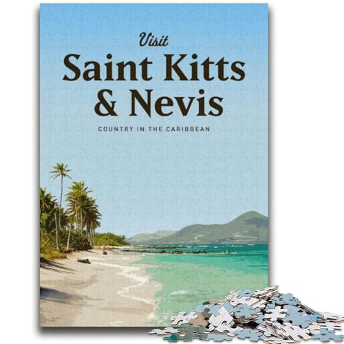 1000-teiliges Puzzle für Erwachsene, Geschenke, St Kitts und Nevis, Stressabbau, Staycation, Zeitvertreib, Wunschliste mit Weihnachtsmann (Größe 38x52cm) von NCVAZHASO