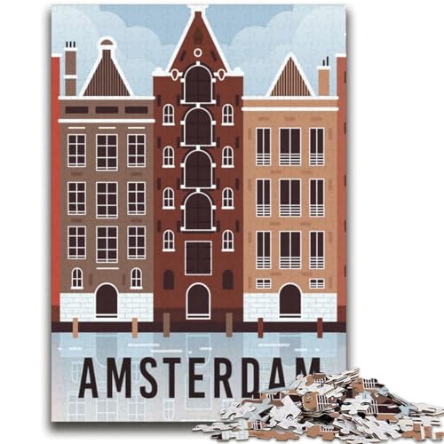 1000-teiliges Puzzle für Erwachsene und Jugendliche, Amsterdam, Niederlande, Spielzeug, Lernspiele, Stressabbau, geeignet als Schreibtischdekoration (Größe 38x52cm) von NCVAZHASO