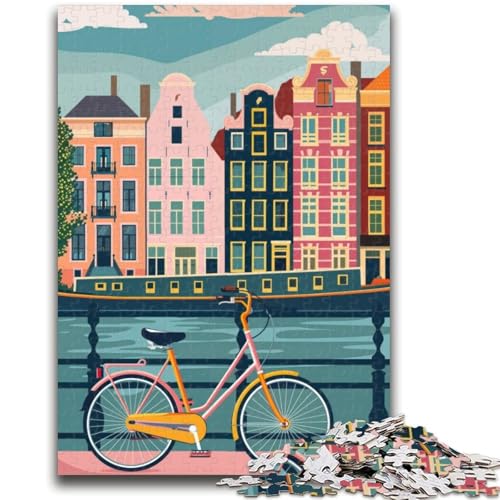 1000-teiliges Puzzle für Erwachsene und Jugendliche, Amsterdam Canal Bike, lebendiges und einzigartiges Design, entspannendes und herausforderndes Puzzle-Erlebnis (Größe 50x70cm) von NCVAZHASO