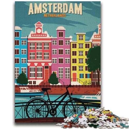 1000-teiliges Puzzle für Erwachsene und Jugendliche, Amsterdam-Spielzeug, Lernspiele, Stressabbau, geeignet als Schreibtischdekoration (Größe 38x52cm) von NCVAZHASO