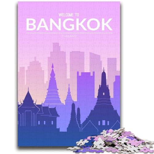 1000-teiliges Puzzle für Erwachsene und Jugendliche, Bangkok, Thailand, Spielzeug, Lernspiele, Stressabbau, geeignet als Schreibtischdekoration (Größe 38x52cm) von NCVAZHASO