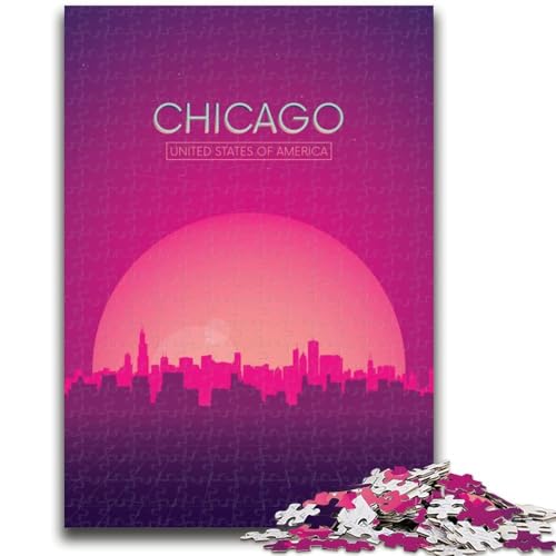 1000-teiliges Puzzle für Erwachsene und Jugendliche, Chicago, geeignet für Kinder ab 14 Jahren, Familienspiele, tolles Geschenk für die ganze Familie (Größe 38x26cm) von NCVAZHASO