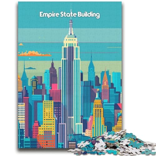 1000-teiliges Puzzle für Erwachsene und Jugendliche, Empire State Building, lebendiges und einzigartiges Design, entspannendes und herausforderndes Puzzle-Erlebnis (Größe 38x52cm) von NCVAZHASO