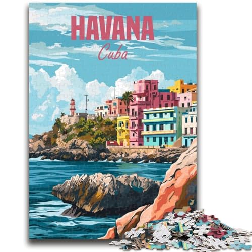 1000-teiliges Puzzle für Erwachsene und Jugendliche, Havanna, Kuba, Spielzeug, Lernspiele, Stressabbau, geeignet als Schreibtischdekoration (Größe 50x70cm) von NCVAZHASO