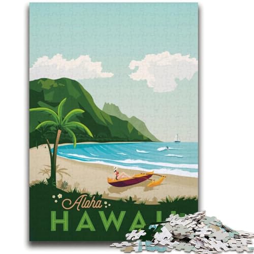 1000-teiliges Puzzle für Erwachsene und Jugendliche, Hawaii-Strand-Stadtbild, Spielzeug, Lernspiele, Stressabbau, geeignet als Schreibtischdekoration (Größe 38x52cm) von NCVAZHASO