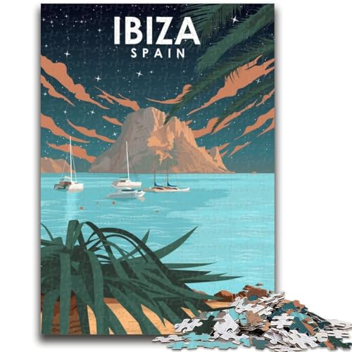 1000-teiliges Puzzle für Erwachsene und Jugendliche, Ibiza, Spanien, Nachtkunst, Stressabbau, schwierige Herausforderung, stärkt die Liebe zwischen Paaren (Größe 50x70cm) von NCVAZHASO