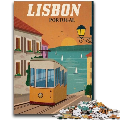 1000-teiliges Puzzle für Erwachsene und Jugendliche, Lissabon, Stressabbau, schwierige Herausforderung, stärkt die Liebe zwischen Paaren (Größe 38x26cm) von NCVAZHASO