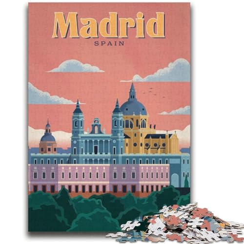 1000-teiliges Puzzle für Erwachsene und Jugendliche, Madrid Geeignet für Kinder ab 14 Jahren Familienspiele Gut geeignet als Geschenk für die ganze Familie (Größe 38x52cm) von NCVAZHASO