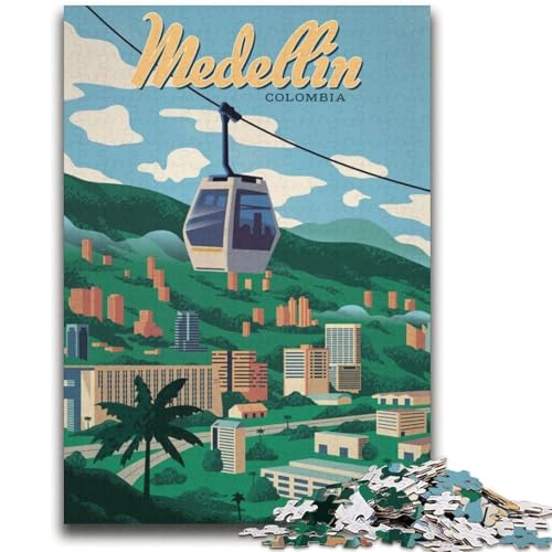 1000-teiliges Puzzle für Erwachsene und Jugendliche, Medellin-Spielzeug, Lernspiele, Stressabbau, geeignet als Schreibtischdekoration (Größe 38x52cm) von NCVAZHASO