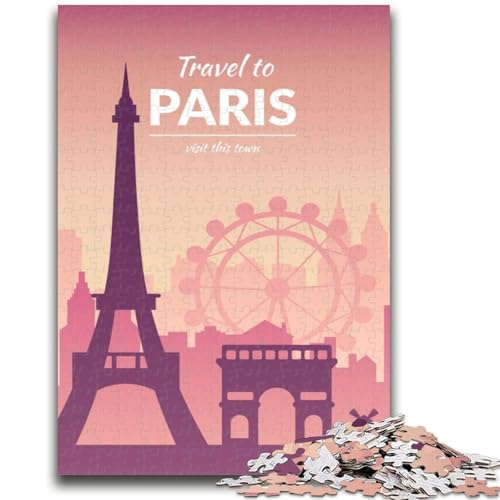 1000-teiliges Puzzle für Erwachsene und Jugendliche, Paris, Frankreich, Spielzeug, Lernspiele, Stressabbau, geeignet als Schreibtischdekoration (Größe 38x26cm) von NCVAZHASO