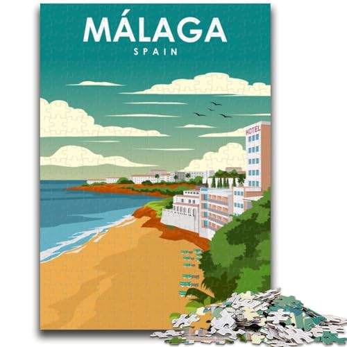 1000-teiliges Puzzle für Erwachsene und Jugendliche, Reiseplakat von Malaga, Spanien, Spielzeug, Lernspiele, Stressabbau, geeignet als Schreibtischdekoration (Größe 50x70cm) von NCVAZHASO