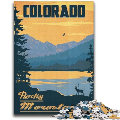 1000-teiliges Puzzle für Erwachsene und Jugendliche, Rocky Mountain Colorado, Spielzeug, Lernspiele, Stressabbau, geeignet als Schreibtischdekoration (Größe 38x52cm) von NCVAZHASO