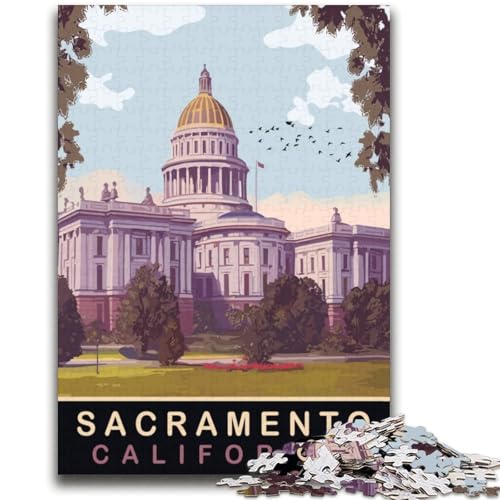 1000-teiliges Puzzle für Erwachsene und Jugendliche, Sacramento State Capitol, Lernspielzeug, Spaß für zu Hause, Geburtstagsgeschenk, Reisegeschenk (Größe 38x52cm) von NCVAZHASO