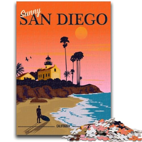1000-teiliges Puzzle für Erwachsene und Jugendliche, San Diego, Kalifornien, Strand, für 14+, schwer zu vervollständigen, Aber lustiges und humorvolles Geburtstagsgeschenk (Größe 50x70cm) von NCVAZHASO