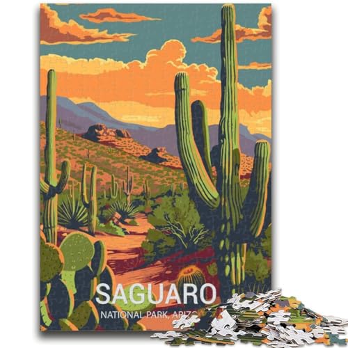 1000-teiliges Puzzle für Erwachsene und Jugendliche, Sonnenuntergang im Saguaro-Nationalpark, Lernspielzeug, Spaß für zu Hause, Geburtstagsgeschenk, Reisegeschenk (Größe 38x26cm) von NCVAZHASO