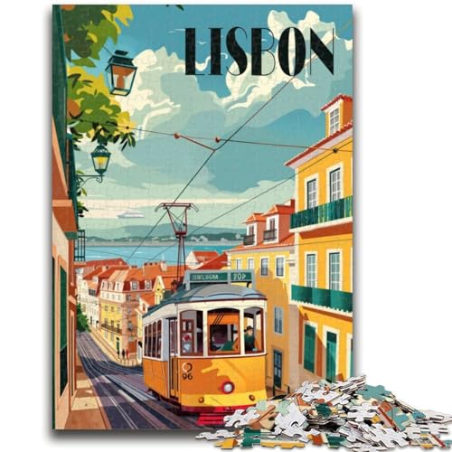 1000-teiliges Puzzle für Erwachsene und Jugendliche, Straßenbahnspielzeug von Lissabon, Lernspiele, Stressabbau, geeignet als Schreibtischdekoration (Größe 38x26cm) von NCVAZHASO
