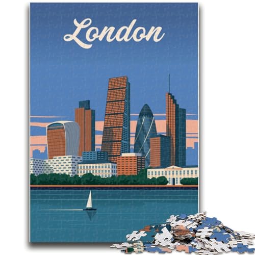 1000-teiliges Puzzle für Erwachsene und Jugendliche London City Travel Stressabbau Schwierige Herausforderung Fördert die Liebe zwischen Paaren (Größe 38x26cm) von NCVAZHASO