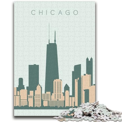 1000-teiliges Puzzle für Erwachsene und Teenager, Chicago-Lernspielzeug, Spaß für zu Hause, Geburtstagsgeschenk, Reisegeschenk (Größe 50x70cm) von NCVAZHASO