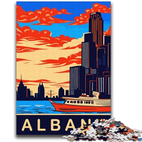 1000-teiliges Puzzle für Jugendliche und Erwachsene, Albany vom Hudson River (F), Lernspielzeug, Spaß für zu Hause, Geburtstagsgeschenk, Reisegeschenk (Größe 38x52cm) von NCVAZHASO