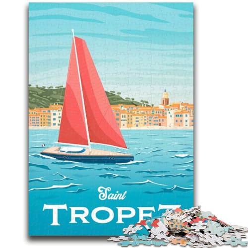 1000-teiliges Puzzle für Jugendliche und Erwachsene, französisches Strand-Stadtbild, pädagogisches Spielzeug zum Stressabbau, Eltern-Kind-Interaktion für Kinder ab 14 Jahren (Größe 50x70cm) von NCVAZHASO