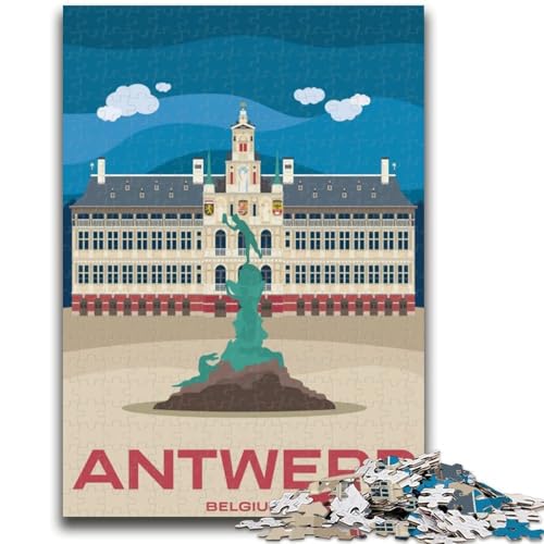 Puzzle 1000 Teile für Erwachsene, Geschenke, Antwerpen, belgisches Stadtbild, Lernspiele, Heimdekoration, Lernspiel für Geburtstag, Weihnachten (Größe 38x26cm) von NCVAZHASO
