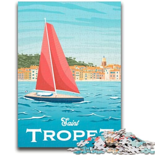 Puzzle 1000 Teile für Erwachsene, Geschenke, Frankreich, Strand, Stadtbild, Lernspiele, Heimdekoration, Lernspiel für Geburtstag, Weihnachten (Größe 38x26cm) von NCVAZHASO