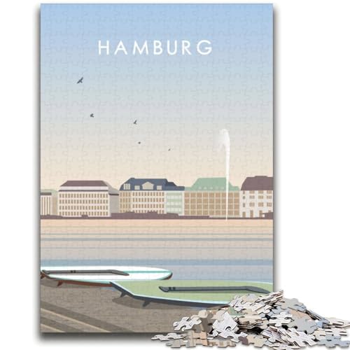 Puzzle 1000 Teile für Erwachsene, Geschenke, Hamburg, Lernspiele, Heimdekoration, Lernspiel für Geburtstag, Weihnachten (Größe 38x52cm) von NCVAZHASO