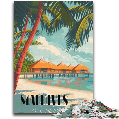 Puzzle 1000 Teile für Erwachsene, Geschenke, Malediven-Paradieshütten, Lernspiele, Heimdekoration, Lernspiel für Geburtstag, Weihnachten (Größe 38x52cm) von NCVAZHASO