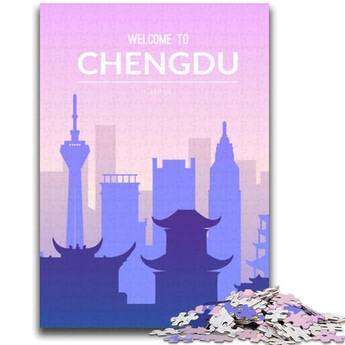 Puzzle 1000 Teile für Teenager, Geschenke, Chengdu, China, Lernspiel, Herausforderung, Spielzeug, Wanddekoration, einzigartige Geburtstags (Größe 38x52cm) von NCVAZHASO