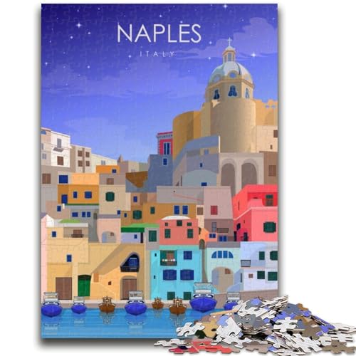 Puzzle 1000 Teile für Teenager, Geschenke, Neapel, Italien, Reiseposter, Lernspiel, Herausforderung, Spielzeug, Wanddekoration, einzigartige Geburtstags (Größe 50x70cm) von NCVAZHASO